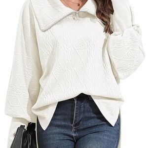 Half Zip Pullover Long Sleeve Sweatshirt Hoodie Sweater Blouse Outwear